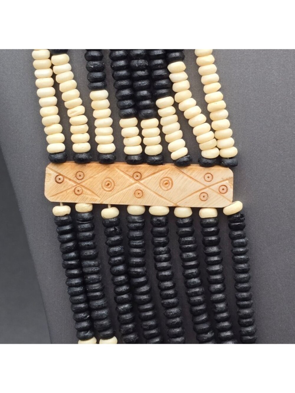 Vintage Naga Tribal Multi Strand Bovine Bone Necklace 19" Hand Carved Ethnic Bib - Picture 4 of 16